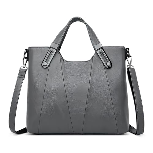 DORRISO Mode Damen Schultertasche PU Leder Handtasche Kuriertaschen Elegant Umhängetasche mit Griff Mehrere Taschen Henkeltasche für Reise Einkaufen Arbeit Urlaub Business Damen Tasche Tote Grau DORRISO Mode Damen Schultertasche PU Leder Handtasche Kuriertaschen Elegant Umhängetasche mit Griff Mehrere Taschen Henkeltasche für Reise Einkaufen Arbeit Urlaub Business Damen Tasche Tote Grau von DORRISO