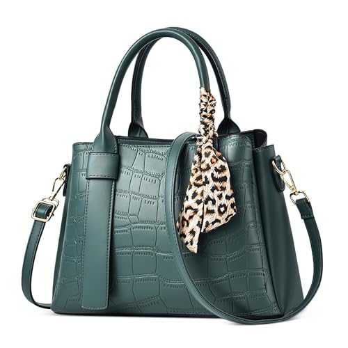 DORRISO Mode Damen Textur Handtasche Elegant Henkeltasche mit Schick Seidentuch Klassische Umhängetasche für Urlaub Business Nachmittagstee Einkaufen Reise PU Leder Damen Kuriertaschen Grün DORRISO Mode Damen Textur Handtasche Elegant Henkeltasche mit Schick Seidentuch Klassische Umhängetasche für Urlaub Business Nachmittagstee Einkaufen Reise PU Leder Damen Kuriertaschen Grün von DORRISO