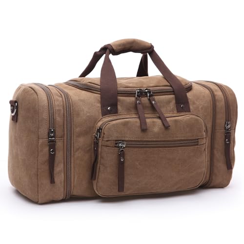 DORRISO Mode Herren Reisetasche Große Kapazität Erweiterbar Sporttasche 40L Elegant Handgepäck Tasche für Business Lässig Camping Wandern Draussen Leinwand Herren Wochenendtasche Braun DORRISO Mode Herren Reisetasche Große Kapazität Erweiterbar Sporttasche 40L Elegant Handgepäck Tasche für Business Lässig Camping Wandern Draussen Leinwand Herren Wochenendtasche Braun von DORRISO