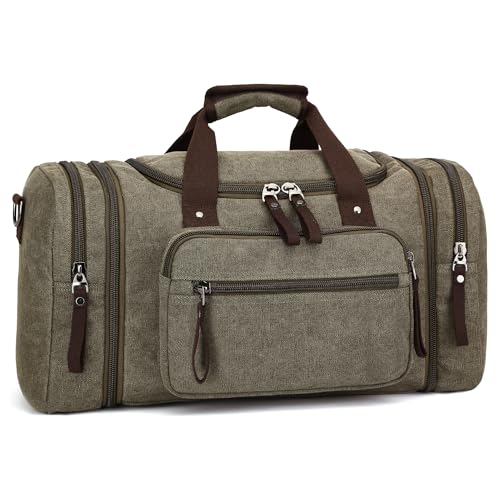 DORRISO Mode Herren Reisetasche Große Kapazität Erweiterbar Sporttasche 40L Elegant Handgepäck Tasche für Business Lässig Camping Wandern Draussen Leinwand Herren Wochenendtasche Grün DORRISO Mode Herren Reisetasche Große Kapazität Erweiterbar Sporttasche 40L Elegant Handgepäck Tasche für Business Lässig Camping Wandern Draussen Leinwand Herren Wochenendtasche Grün von DORRISO