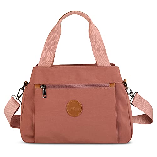 DORRISO Mode Umhängetasche Damen Canvas Handtasche Reise Schultertasche Casual Multifunktionale Umhängetaschen Groß Kapazität Schultertasche Leichte Damen Reise Umhängetasche Rosa von DORRISO