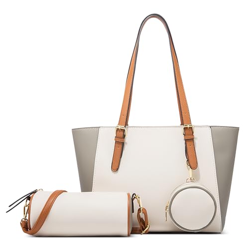 DORRISO Neue Einfach Handtaschen Damen 3 Teiliges Set Elegant Umhängetasche Geldbörse Mode Anti-Dieb Leichtgewicht Damen Schultertasche für Reisen Büro Ernennung Urlaub Einkaufen PU Leder Weiß DORRISO Neue Einfach Handtaschen Damen 3 Teiliges Set Elegant Umhängetasche Geldbörse Mode Anti-Dieb Leichtgewicht Damen Schultertasche für Reisen Büro Ernennung Urlaub Einkaufen PU Leder Weiß von DORRISO