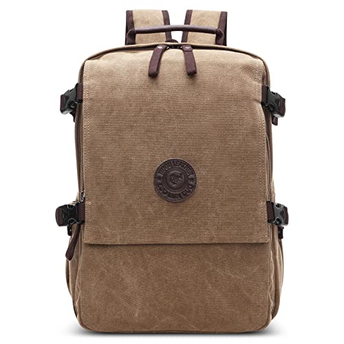 DORRISO Reise Herren Rucksack Mode Canvas Schulrucksack Teenager Daypacks Casual Laptop Rucksack für 15.6 Zoll Laptop Geschäft Arbeit Bergsteigen Campus Laptop Rucksack Khaki von DORRISO