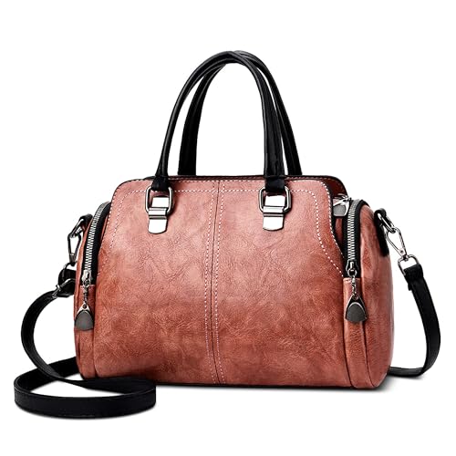 DORRISO Retro Damen Handtaschen Mode Henkeltasche Klassische Schultertasche mit Tragegriff Umhängetasche für Urlaub Business Reise Nachmittagstee Einkaufen Frauen PU Leder Tragetaschen Rosa DORRISO Retro Damen Handtaschen Mode Henkeltasche Klassische Schultertasche mit Tragegriff Umhängetasche für Urlaub Business Reise Nachmittagstee Einkaufen Frauen PU Leder Tragetaschen Rosa von DORRISO