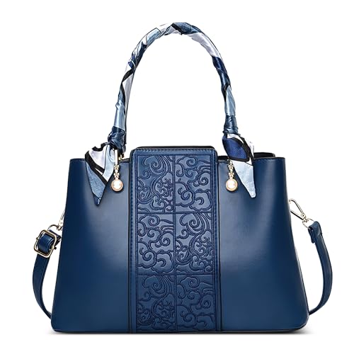 DORRISO Stilvoll Damen Handtasche Elegant Schultertasche mit Schal Design Praktisch Mehrere Taschen Umhängetasche für Büro Ernennung Urlaub Einkaufen PU Leder Blau DORRISO Stilvoll Damen Handtasche Elegant Schultertasche mit Schal Design Praktisch Mehrere Taschen Umhängetasche für Büro Ernennung Urlaub Einkaufen PU Leder Blau von DORRISO