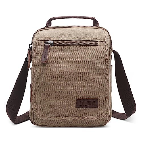 DORRISO Vintage Herren Umhängetasche Lässig Schultertaschen für 10.9 Zoll iPad mit Griff Mehrere Taschen Messenger Bag für Geschäftsreise Urlaub Herren Canvas Kuriertasche Khaki DORRISO Vintage Herren Umhängetasche Lässig Schultertaschen für 10.9 Zoll iPad mit Griff Mehrere Taschen Messenger Bag für Geschäftsreise Urlaub Herren Canvas Kuriertasche Khaki von DORRISO