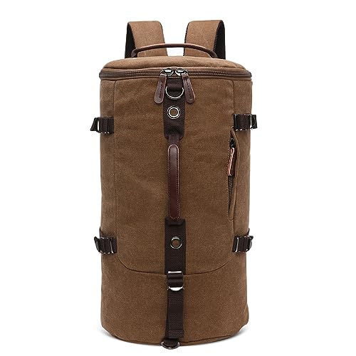 DORRISO Vintage Rucksack Herren Grosse Kapazität Reiserucksack mit Verstecktem Fach Weekender Tasche Wanderrucksack für Reisen Camping Draussen Herren Tagesrucksack Leinwand Umhängetasche Braun DORRISO Vintage Rucksack Herren Grosse Kapazität Reiserucksack mit Verstecktem Fach Weekender Tasche Wanderrucksack für Reisen Camping Draussen Herren Tagesrucksack Leinwand Umhängetasche Braun von DORRISO