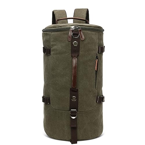 DORRISO Vintage Rucksack Herren Grosse Kapazität Reiserucksack mit Verstecktem Fach Weekender Tasche Wanderrucksack für Reisen Camping Draussen Herren Tagesrucksack Leinwand Umhängetasche Grün von DORRISO