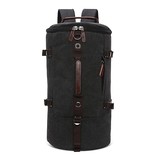 DORRISO Vintage Rucksack Herren Grosse Kapazität Reiserucksack mit Verstecktem Fach Weekender Tasche Wanderrucksack für Reisen Camping Draussen Herren Tagesrucksack Leinwand Umhängetasche Schwarz DORRISO Vintage Rucksack Herren Grosse Kapazität Reiserucksack mit Verstecktem Fach Weekender Tasche Wanderrucksack für Reisen Camping Draussen Herren Tagesrucksack Leinwand Umhängetasche Schwarz von DORRISO