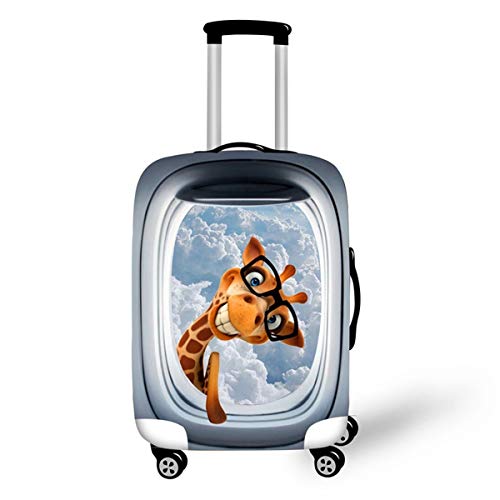 Elastisch Kofferhülle, DOTBUY 3D Reise Kofferschutzhülle Gepäck Cover Reisekoffer Hülle Schutz Bezug Schutzhülle Waschbare Reisetasche Kofferbezug (Brille Giraffe,S (18-20 Zoll)) von DOTBUY-shop