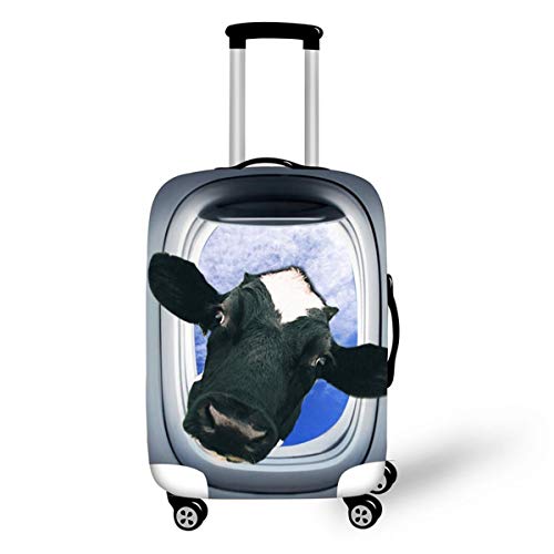 Elastisch Kofferhülle, DOTBUY 3D Reise Kofferschutzhülle Gepäck Cover Reisekoffer Hülle Schutz Bezug Schutzhülle Waschbare Reisetasche Kofferbezug (Schwarze Kuh,M (22-24 Zoll)) von DOTBUY-shop