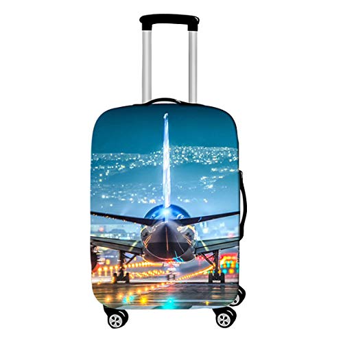 Elastisch Kofferhülle, DOTBUY 3D Flugzeug Reise Kofferschutzhülle Gepäck Cover Reisekoffer Hülle Schutz Bezug Schutzhülle Waschbare Reisetasche Kofferbezug (Blau,L (26-28 Zoll)) von DOTBUY