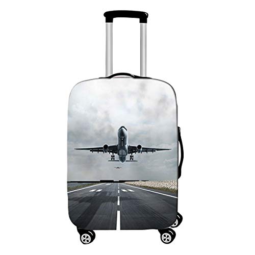 Elastisch Kofferhülle, DOTBUY 3D Flugzeug Reise Kofferschutzhülle Gepäck Cover Reisekoffer Hülle Schutz Bezug Schutzhülle Waschbare Reisetasche Kofferbezug (grau-weiß,XL (30-32 Zoll)) von DOTBUY