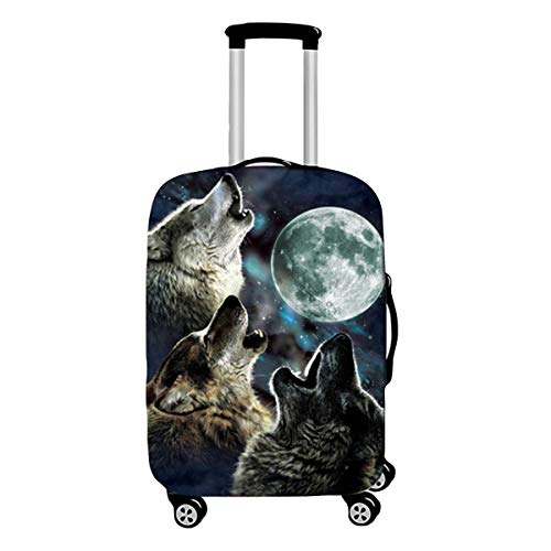 Elastisch Kofferhülle, DOTBUY 3D Reise Kofferschutzhülle Gepäck Cover Reisekoffer Hülle Schutz Bezug Schutzhülle Waschbare Reisetasche Kofferbezug (Wolf,L (26-28 Zoll)) von DOTBUY