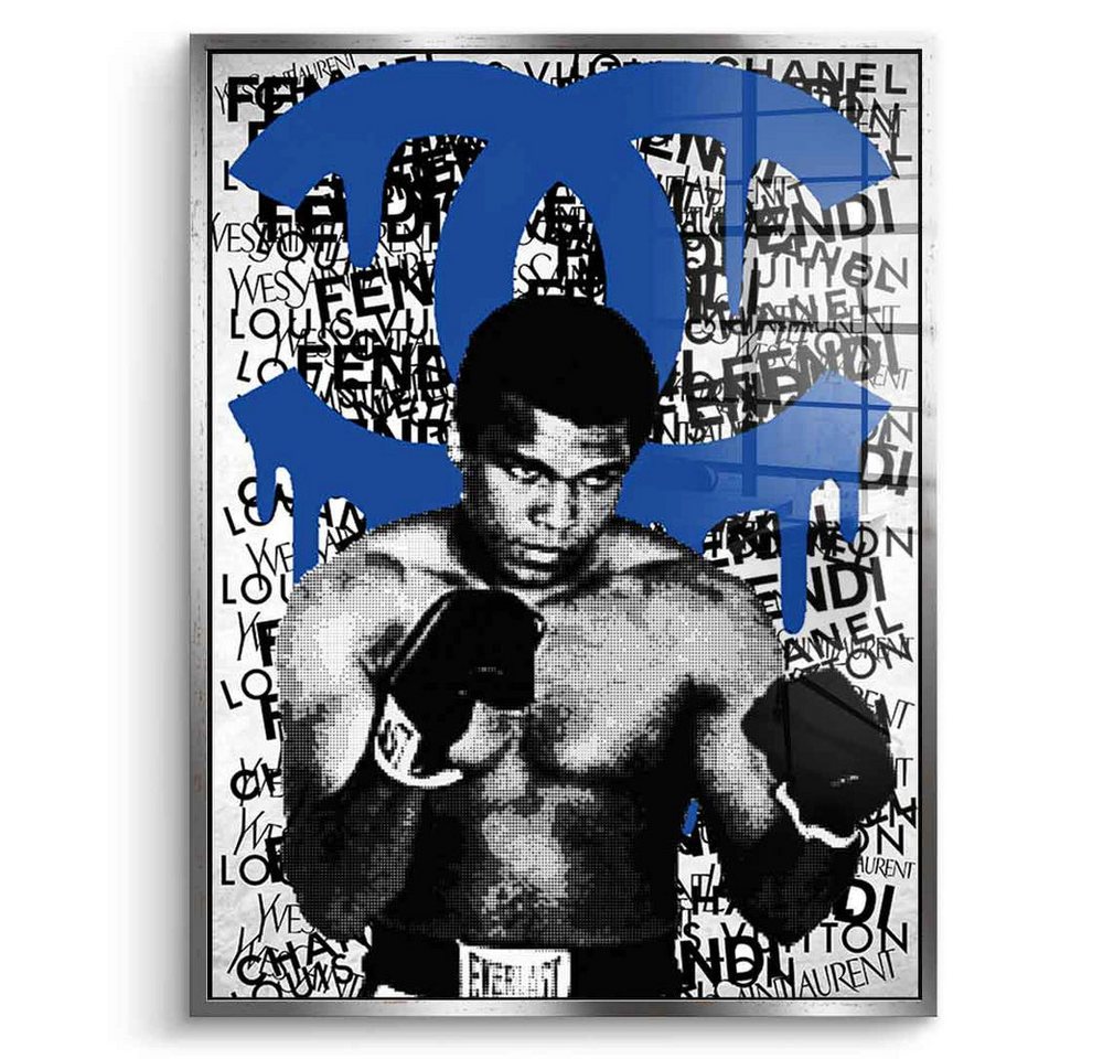 DOTCOMCANVAS® Acrylglasbild ALI BRAND (blue) - Acrylglas, Acrylglasbild Muhammad Ali Portrait Boxen Sport luxus Coco Chanel von DOTCOMCANVAS®