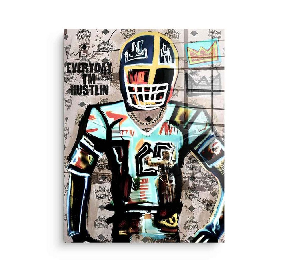 DOTCOMCANVAS® Acrylglasbild Football Hustlin - Acrylglas, Acrylglasbild Football Everyday I´m Hustlin Sport Pop Art Motivation von DOTCOMCANVAS®