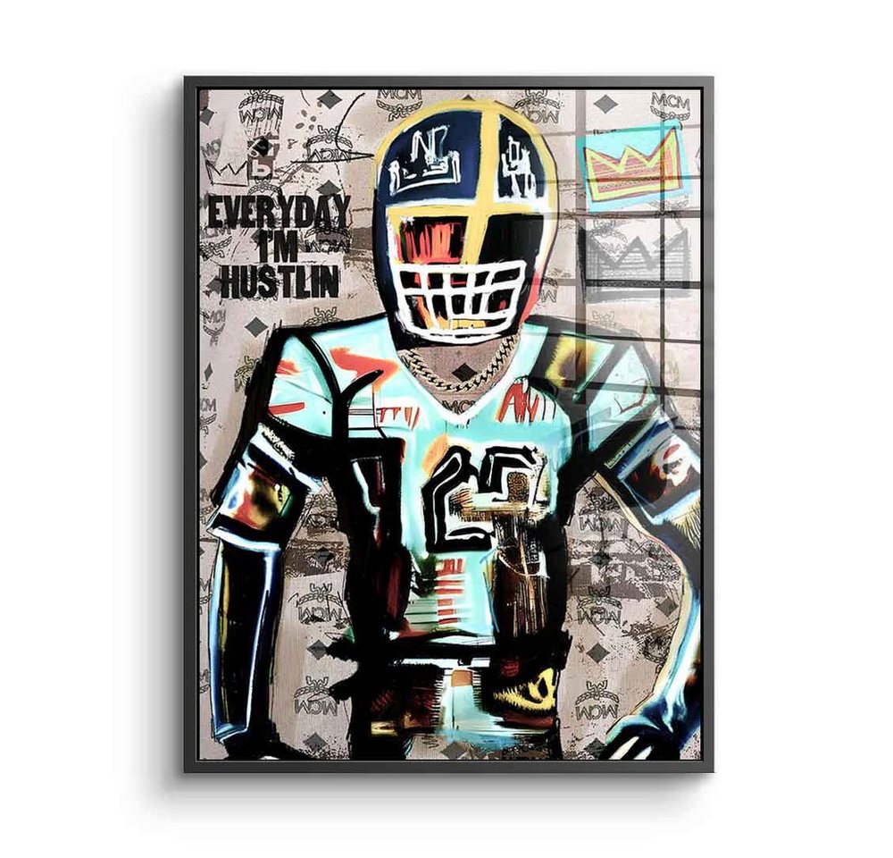 DOTCOMCANVAS® Acrylglasbild Football Hustlin - Acrylglas, Acrylglasbild Football Everyday I´m Hustlin Sport Pop Art Motivation von DOTCOMCANVAS®