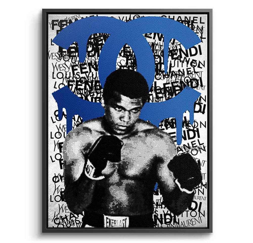 DOTCOMCANVAS® Leinwandbild ALI BRAND (blue), Leinwandbild Muhammad Ali Portrait Boxen Sport luxus Coco Chanel von DOTCOMCANVAS®