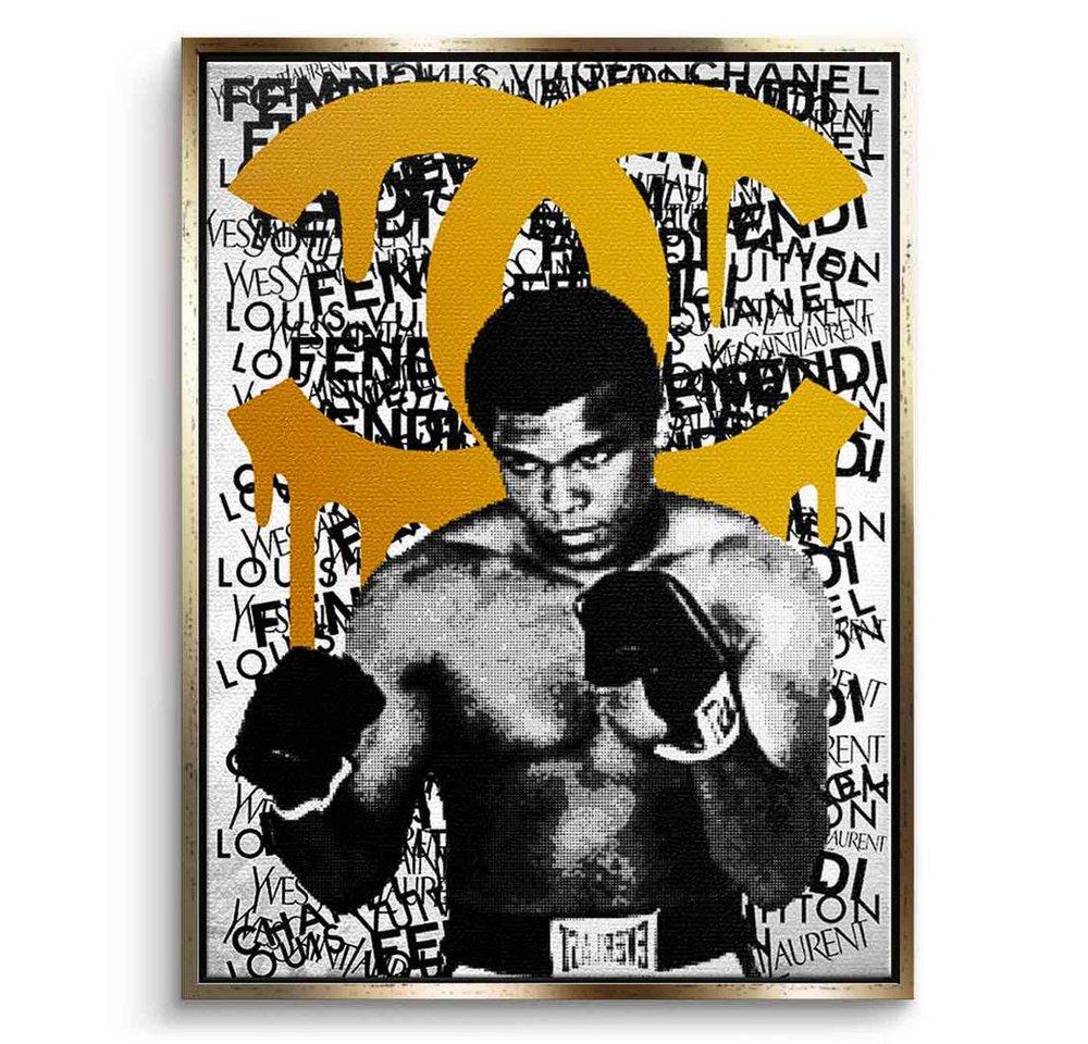 DOTCOMCANVAS® Leinwandbild ALI BRAND (orange), Leinwandbild Muhammad Ali Portrait Boxen Sport luxus Coco Chanel von DOTCOMCANVAS®