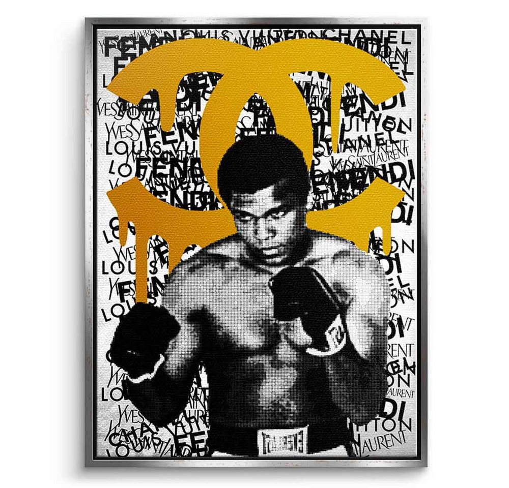 DOTCOMCANVAS® Leinwandbild ALI BRAND (orange), Leinwandbild Muhammad Ali Portrait Boxen Sport luxus Coco Chanel von DOTCOMCANVAS®