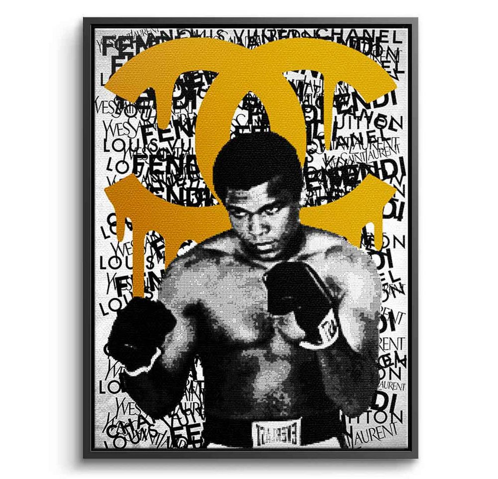 DOTCOMCANVAS® Leinwandbild ALI BRAND (orange), Leinwandbild Muhammad Ali Portrait Boxen Sport luxus Coco Chanel von DOTCOMCANVAS®