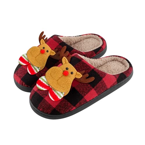 Hausschuhe Damen Herren Winter, Plüsch Slippers Frauen, Kuschel Plüsch Hausschuhe, Warme Flauschige Hauspantoffeln für Halloween Weihnachten, Rutschfest Gefüttert Pantoffeln Indoor Outdoor, 44/45EU von DOUUCO