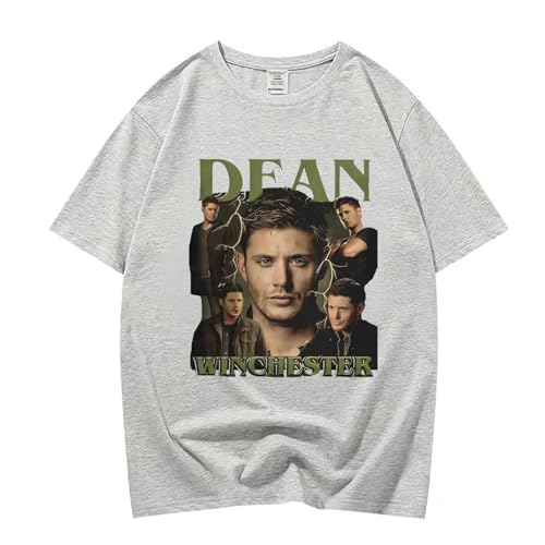 DPMTBD Kurzarm Dean-Winchester Shirt Mode Frauen Lose T-Shirt, Männer Cartoon Druck Lässig Shirt Einfach Rundhalsausschnitt Tops-Blue||XS von DPMTBD