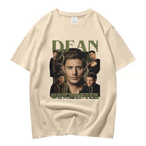 DPMTBD Kurzarm Dean-Winchester Shirt Mode Frauen Lose T-Shirt, Männer Cartoon Druck Lässig Shirt Einfach Rundhalsausschnitt Tops-Blue||XS von DPMTBD