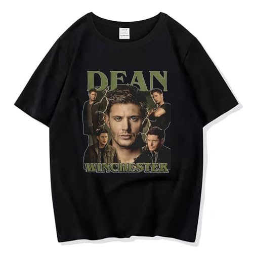 DPMTBD Kurzarm Dean-Winchester Shirt Mode Frauen Lose T-Shirt, Männer Cartoon Druck Lässig Shirt Einfach Rundhalsausschnitt Tops-Blue||XS von DPMTBD