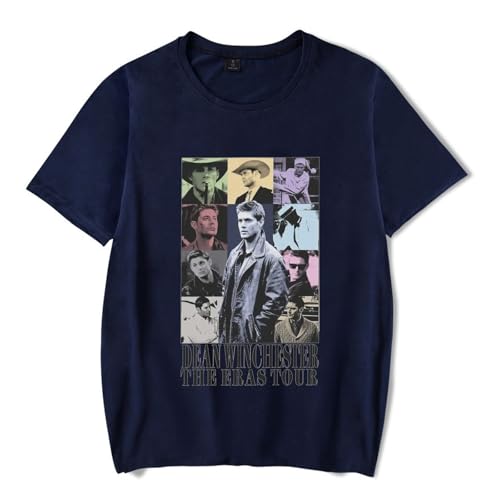 DPMTBD T-Shirt Dean Winchester Kurzärmlig Mode Cartoon Lässig Rundhalsausschnitt Top, Männer Bequemes Shirt Frauen Lässig Lose Kurzärmlig-Pink||XS von DPMTBD