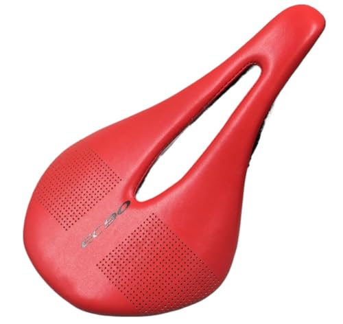 Fahrradsitz,Fahrradsättel, Fahrradsattel MTB Fahrradsättel Kohlefasersattel 240-143 mm/125 g Rennrad Fahrrad/Stahlsattelschienen Fahrrad Radfahren(Red,143mm) von DQZRTUECA