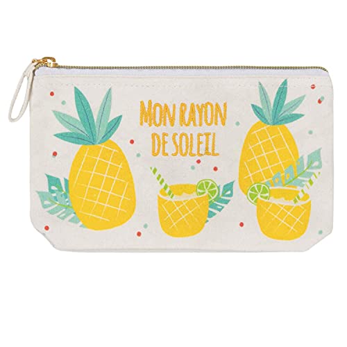 Draeger Paris - Baumwollbeutel bunt Bedruckt - Taschen-Organizer/Beauty-Tasche - Mon Rayon de Soleil (auf Französisch) - 21 x 12 cm von DRAEGER