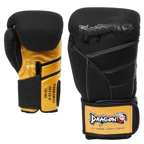 DRAGON DO 30116 Nakkama boxhandschuhe männer herren handschuhe kickboxen muay thai boxsack boxing gloves kampf handschuhe combat gloves boxing training Schwarz Adult 8 10 12 14 16oz kampfsport (16 Oz) von DRAGON DO