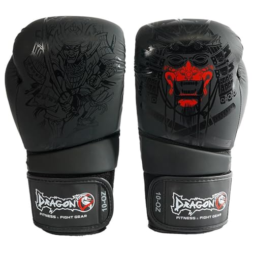 DRAGON DO Yakuza Boxhandschuhe Muay Thai Kickboxen Sparring, Männer Damen, Boxsack Punchinghandschuhe, Kickboxhandschuhe MMA Kampfsport Training Schwarz Adult Muay Thai Boxing Gloves (12 Oz) von DRAGON DO