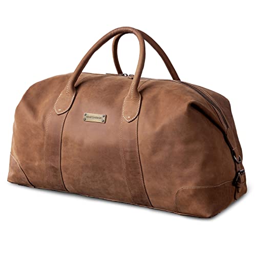 DRAKENSBERG Weekender 'David' (L) Leder Reisetasche Herren und Damen im Vintage-Design, erweiterbar, 60L - Havanna-Braun, DR00306 von DRAKENSBERG