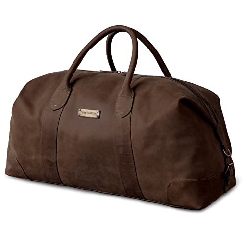 DRAKENSBERG Weekender 'David' (L) Leder Reisetasche Herren und Damen im Vintage-Design, erweiterbar, 60L - Kaffee-Braun, DR00346 von DRAKENSBERG