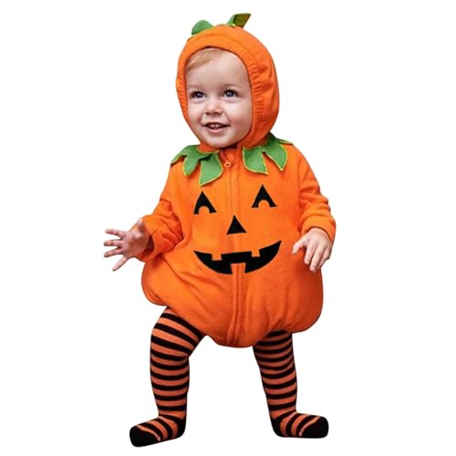 Baby Kostüm Halloween,Halloween Kostüm Mädchen 2 Jahre Halloween Kostüm Kinder Kürbis Unisex 2-Teiliges Kürbiskostüm Baumwolle Weicher Halloweenkostüm Baby Kürbis Kostüm von DRALOFAO