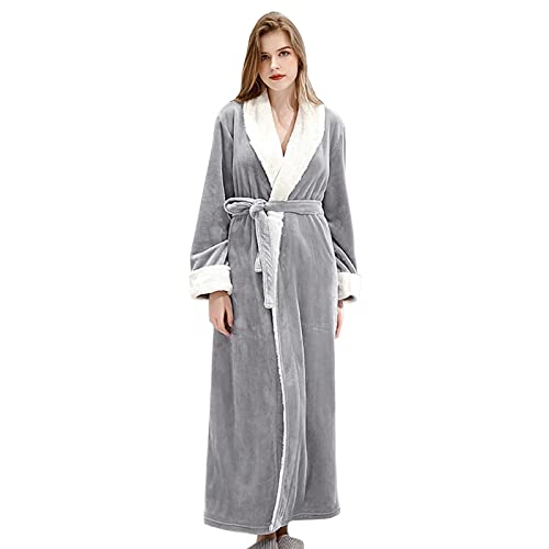 Bademantel Damen Saugstark Leicht - Morgenmantel Leichte Bademäntel Lang Bathrobe Dünner Weicher Mit Aufgesetzten Taschen Extra Mikrofaser Coral Fleece Und Schnell Trocknend von DRALOFAO