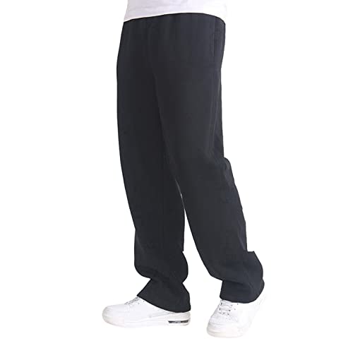 Baggy Jogginghose Herren Breite Jogging Hose Weites Bein Baumwolle Elastische Taille Sweatpants Lang Sporthose Sweat Pants Men Winter Warme Männer Sweathose Mit Taschen, Wide-Leg Pants von DRALOFAO