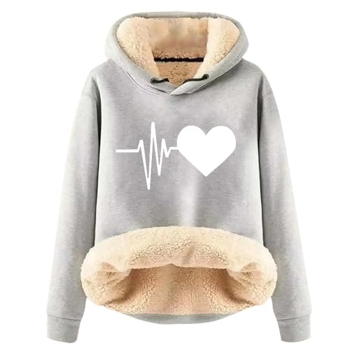 Black Friday Gefütterter Pullover Damen Gefütterte Thermo Winter - Hoodie Gefüttert Für Warm Warmer Sherpa Fleece Sweaterpullover Langarm Frauen Outwear Fleecepullover Mit Kapuze von DRALOFAO