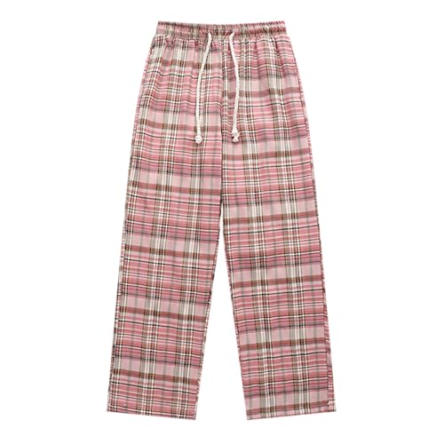 Blitzangebote, Schlafhose Kariert Damen Lange Casual Karierte Pyjamahose - Pyjama Hose Lang Baumwolle Loose Pants Weich Loungehose Mit Kordelzug Schlafanzughosen Weihnachtshose von DRALOFAO