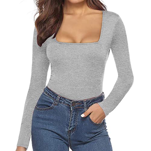 Body Damen Langarm Bodysuit Tops Damenbody Sexy Stretch Bodysuits Unterziehbody Quadratischer Hals Oberteil Elegant Langarmbody Jumpsuit Tanga Gerippt Bodys Thermo Shaper Blusenbody Shaping Für Damen Body Damen Langarm Bodysuit Tops Damenbody Sexy Stretch Bodysuits Unterziehbody Quadratischer Hals Oberteil Elegant Langarmbody Jumpsuit Tanga Gerippt Bodys Thermo Shaper Blusenbody Shaping Für Damen von DRALOFAO