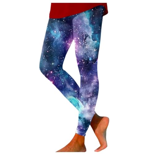 Bunte Leggings Damen, Galaxy Leggings Damen Galaxy Kostüm - Bunte Leggings Weltraum Kostüm High Waist Sportleggins Glitzer 3D Bedrucken Space Kostüm Fur Frauen Elastische Yogahose von DRALOFAO