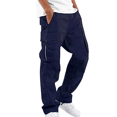 Cargohose Herren Einfarbig Hosen, Cargo-Hosen Baggy Cargo Jogginghose Mit Taschen Outdoorhose Pants Baumwolle Sporthose Casual Freizeithose Elastische Taille Causal Tasche von DRALOFAO