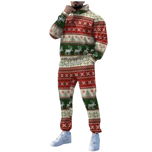 Christmas Suit, Weihnachts Jogginganzug Herren Lustig Rentier Druck Weihnachtsanzug - 2-Teilig Weihnachts Hoodie Und Jogginghose Weihnachts Anzug Ugly Christmas Sweater Weihnachtsoutfit von DRALOFAO