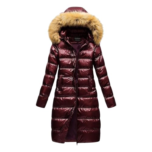 Daunenjacke Damen, Steppmantel Damen Lang Winter Daunenmantel Glänzend Daunenjacke Warm Steppjacke Mit Abnehmbarer Kunstfell-Kapuze Puffer Jacke Fleece Gefüttert Winterjacke Parka Daunenjacke Damen, Steppmantel Damen Lang Winter Daunenmantel Glänzend Daunenjacke Warm Steppjacke Mit Abnehmbarer Kunstfell-Kapuze Puffer Jacke Fleece Gefüttert Winterjacke Parka von DRALOFAO