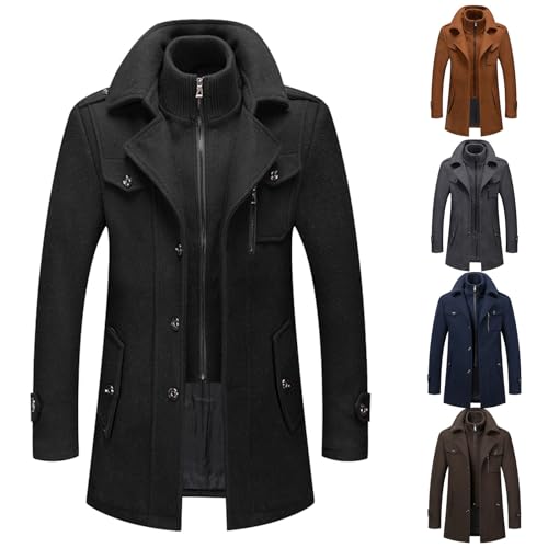 Herren-Mäntel, Wintermantel Herren Lang Winter Mantel Wärme Wollmantel - Freizeit Winterjacke Mit Stehkragen Warmer Integrierter Innenjacke Kurzmantel Einfarbiger Kaschmirmantel Herren-Mäntel, Wintermantel Herren Lang Winter Mantel Wärme Wollmantel - Freizeit Winterjacke Mit Stehkragen Warmer Integrierter Innenjacke Kurzmantel Einfarbiger Kaschmirmantel von DRALOFAO