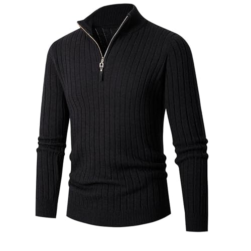 DRALOFAO Quarter Zip Herren, Pullover Herren Rollkragen 1/4 Zip Neck Rollkragenpullover - Warmer Turtleneck Strickpullover Slim Fit Langarm Winterpullover Casual Feinstrick Sweater von DRALOFAO