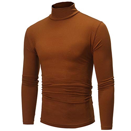 DRALOFAO Rollkragenpullover Herren Dünn, Rollkragenshirt Herren Baumwolle Rollkragenpullover - Regular Fit Elastisch Langarmshirts Langarm Sweatshirt Einfarbig Turtleneck Atmungsaktiv Angenehm Pulli von DRALOFAO