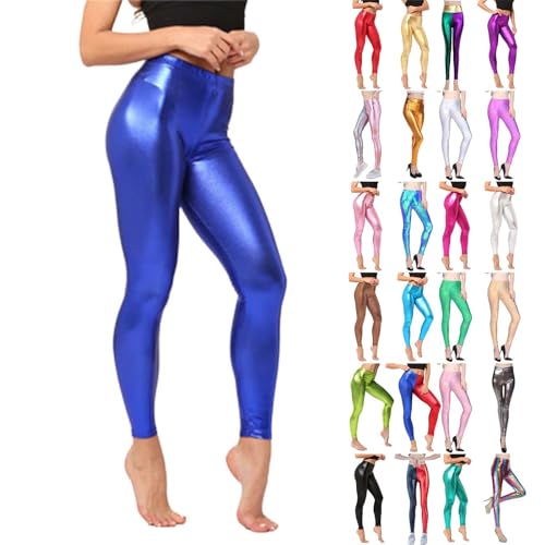 Silber Leggings Damen, Leggins Silber Metallic Damen Glänzende Hose - 80Er Hoher Taille Shiny Leggings Party Tanz Disco Kostüm Karneval Space Kostüm Metallischer Hosen Silber Goldene Leggins Silber Leggings Damen, Leggins Silber Metallic Damen Glänzende Hose - 80Er Hoher Taille Shiny Leggings Party Tanz Disco Kostüm Karneval Space Kostüm Metallischer Hosen Silber Goldene Leggins von DRALOFAO